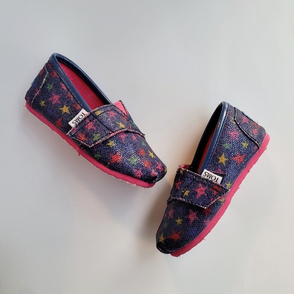 TOMS Toddler Girls Glitter Stars Classic Velcro 5T - Picture 2 of 9